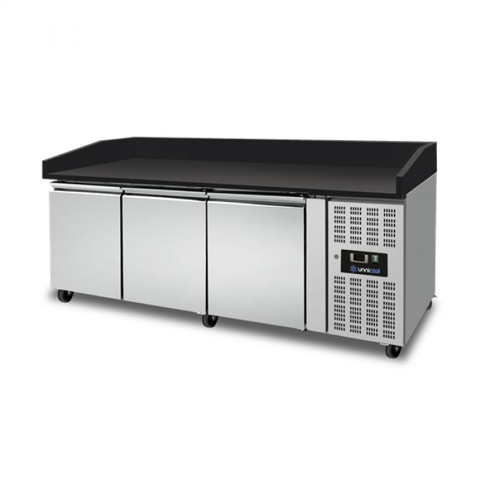 Pizza Theke 3 Türen Schwarz Granit 202x80x100cm 580L Umluft