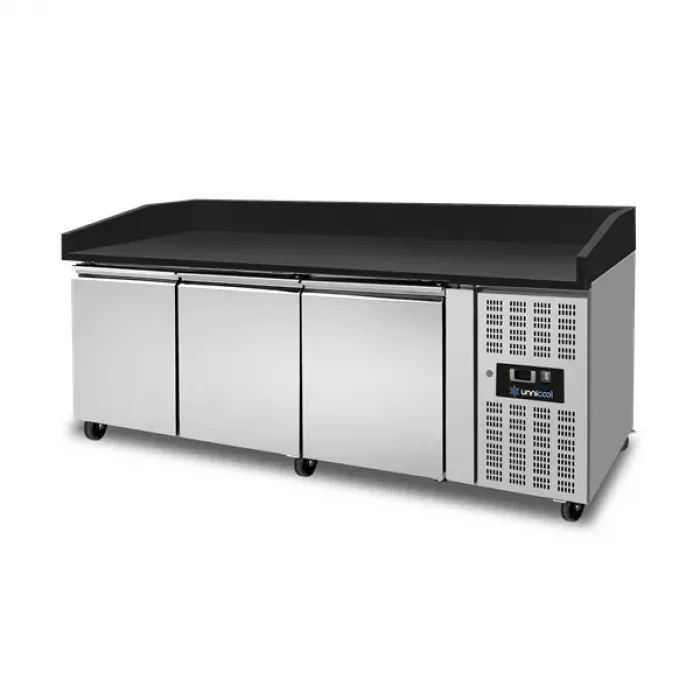 Pizza Theke 3 Türen Schwarz Granit 202x80x100cm 580L Umluft