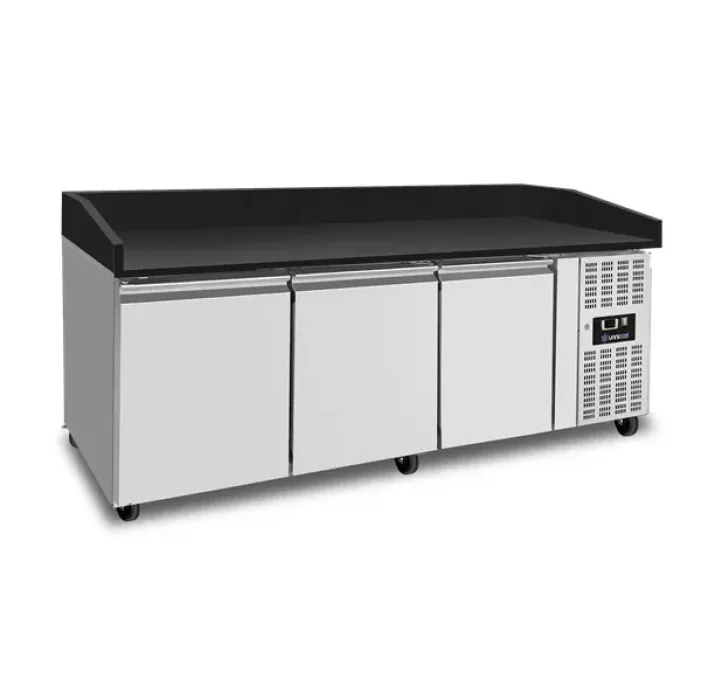 Pizza Theke 3 Türen Schwarz Granit 202x80x100cm 580L Umluft