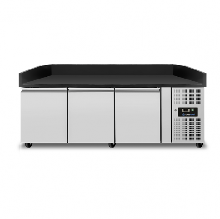 Pizza Theke 3 Türen Schwarz Granit 202x80x100cm 580L Umluft