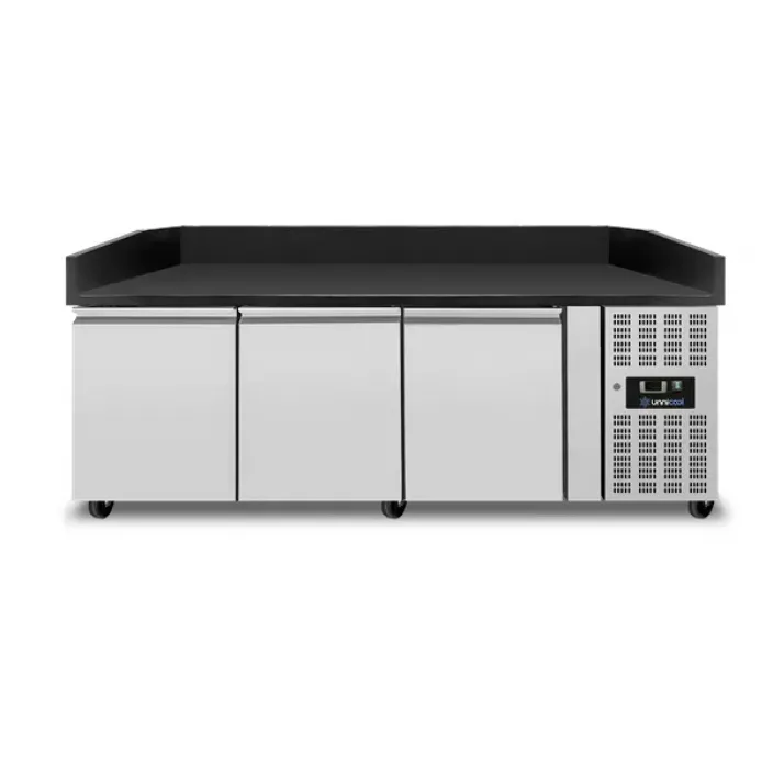 Pizza Theke 3 Türen Schwarz Granit 202x80x100cm 580L Umluft