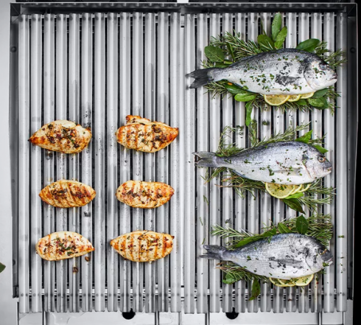 Gaslavasteengrill | Kookzone in roestvrij staal | Vlees/Vis