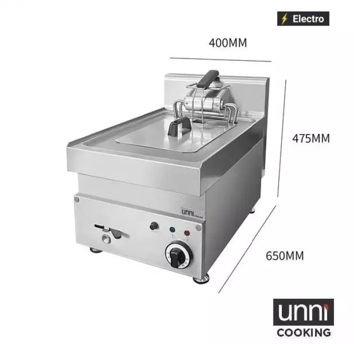 Elektrofritteuse UnniCooking 1x10L mit Kaltzone und Ablasshahn