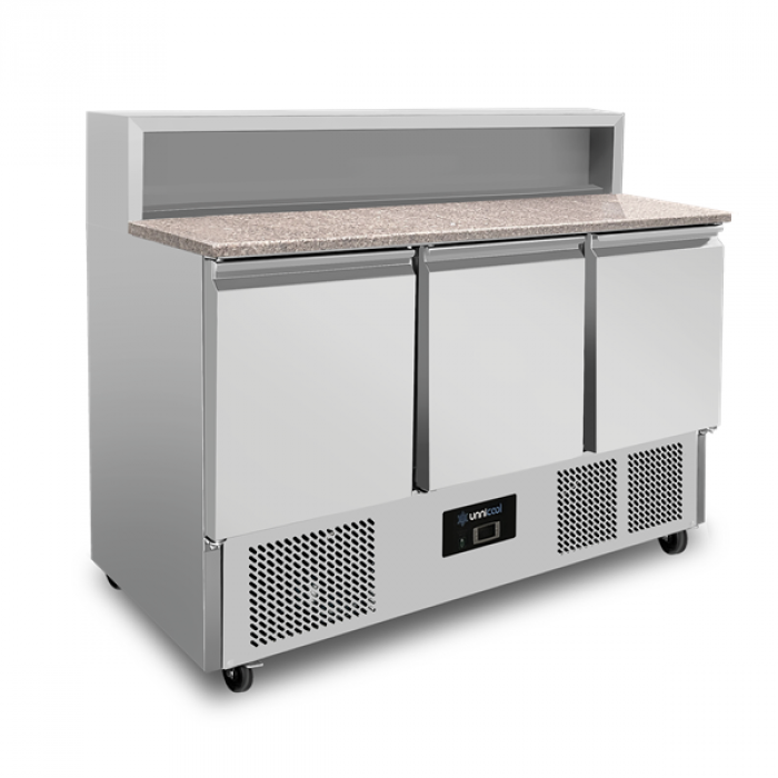 Pizza-Kühltisch 3-türig GN 1/1, 8×GN 1/6, +2°C bis +8°C
