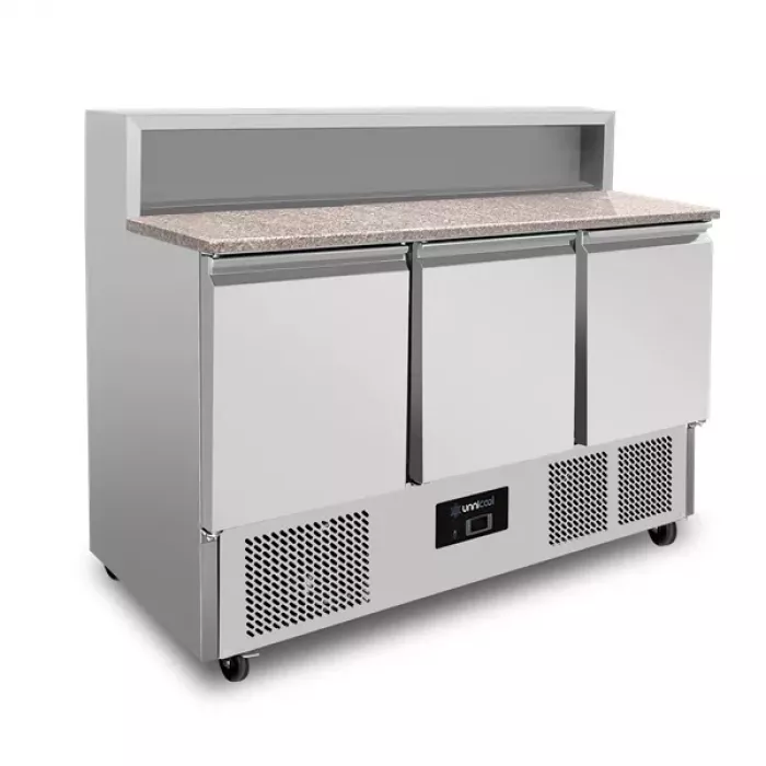 Pizza-Kühltisch 3-türig GN 1/1, 8×GN 1/6, +2°C bis +8°C