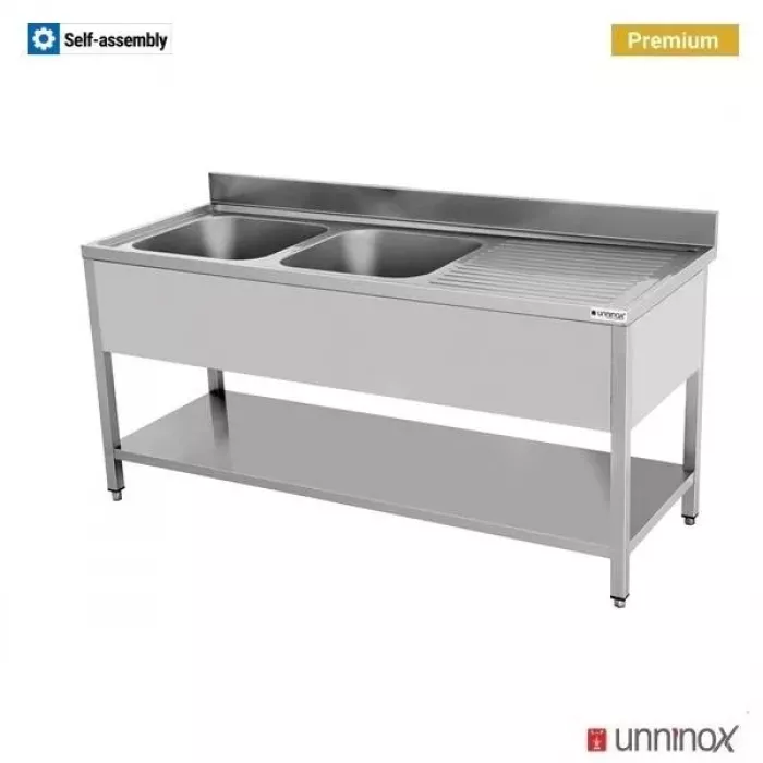 Spültisch 2 Becken 180x70x85cm – 2 Spülen links, groß