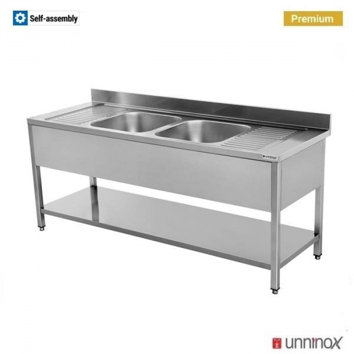 Spültisch 2 Becken 200x70x85cm – große Arbeitsfläche, robust