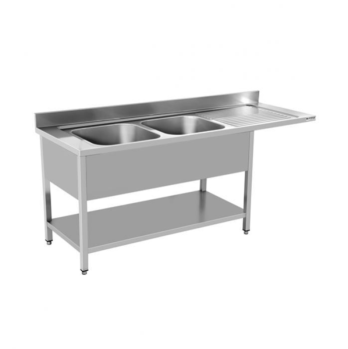 Edelstahl Spüle 2 Becken links 180x70x85cm geschweißt