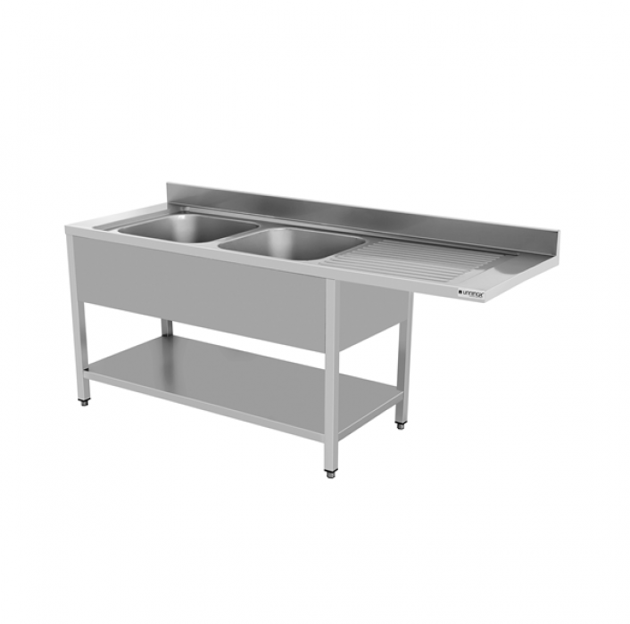 Edelstahl Spüle 2 Becken links 180x70x85cm geschweißt