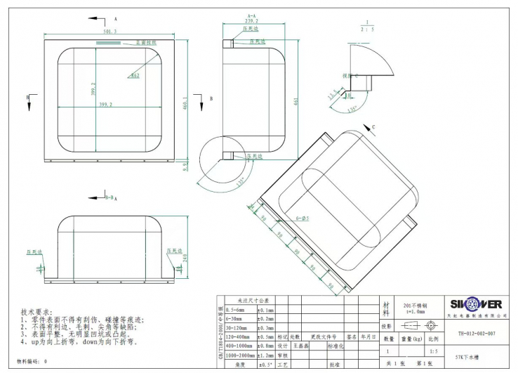 Skyrainbow Handwasch-Ausgussbecken Kombi 50×70 cm