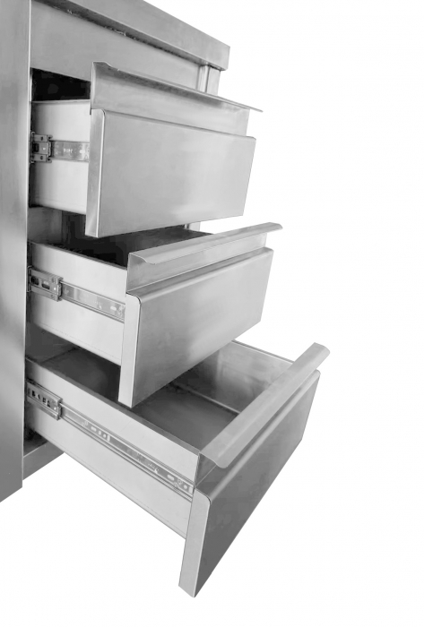 Skyrainbow Arbeitsschrank 200×70 cm – 3er Schubladen rechts, mit 3D-Aufkantung