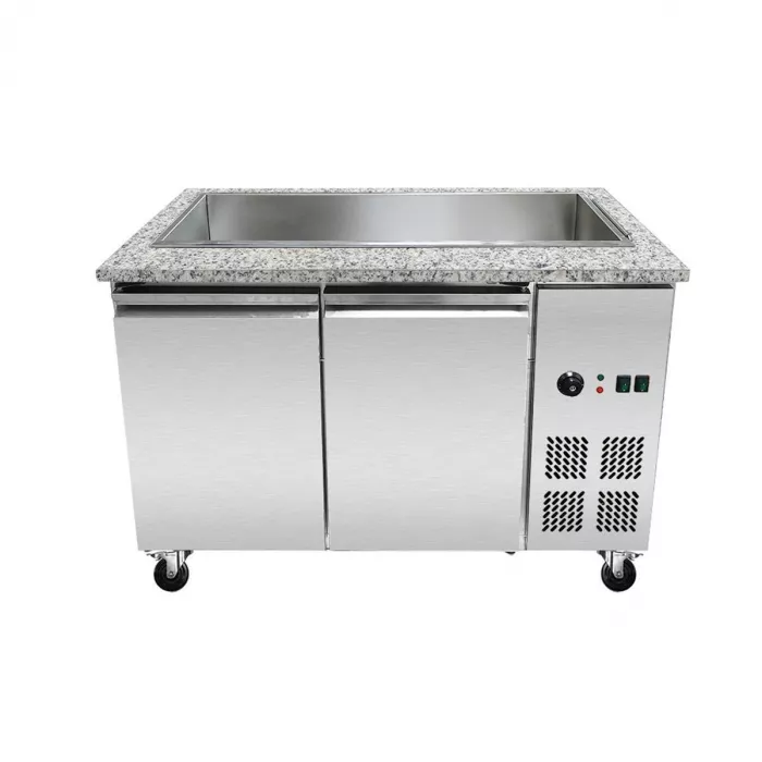 Skyrainbow SNACK-Line Bain-Marie Theke 3× GN 1/1 – Granit rosa-grau, 123×82×85,5 cm