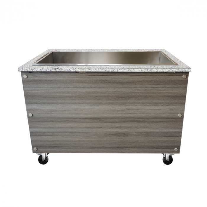 Skyrainbow SNACK-Line Bain-Marie Theke 3× GN 1/1 – Granit rosa-grau, 123×82×85,5 cm