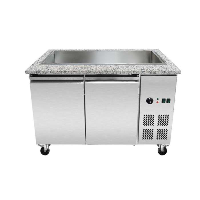 Skyrainbow SNACK-Line Bain-Marie Theke 3× GN 1/1 – Granit rosa-grau, 123×82×85,5 cm