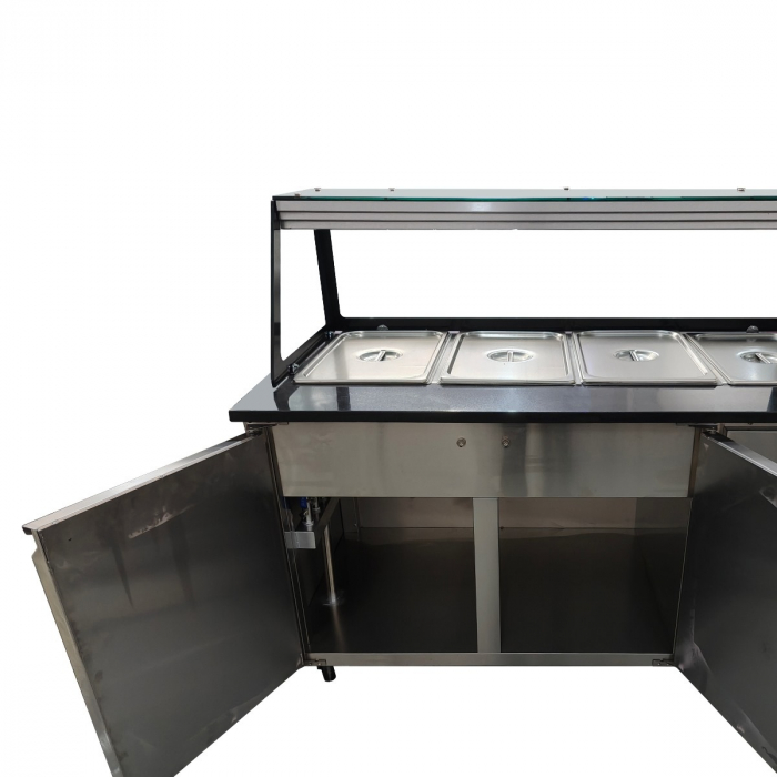 Skyrainbow SNACK-Line Bain-Marie Theke 3× GN 1/1 – Granit Star Galaxy schwarz, 123×82×85,5 cm