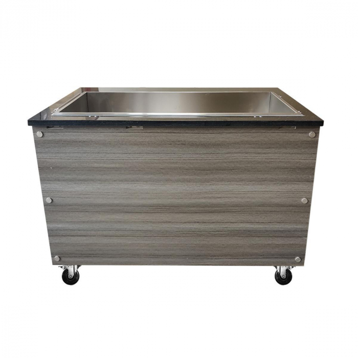 Skyrainbow SNACK-Line Bain-Marie Theke 4× GN 1/1 – Granit rosa-grau, 153×82×85,5 cm, 400 V
