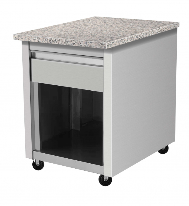 Skyrainbow Kassentisch 80×82 – Granit rosa-grau