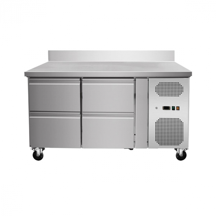 Kühltisch mit 4 Schubladen und Aufkantung - Umluft - 136x70 - Gastrohot