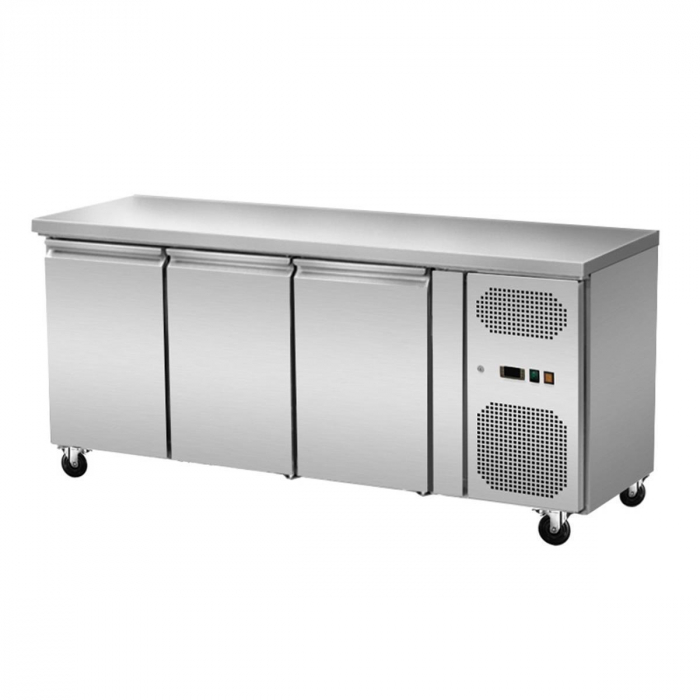 Umluft Kühltisch 3 Türen ohne Aufkantung 2 bis 8°C - Gastrohot