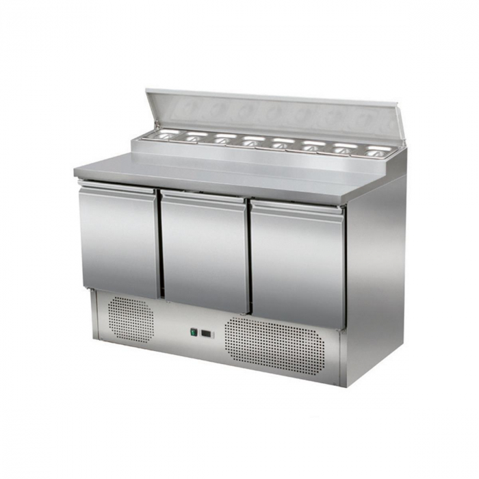 Saladette/Zubereitungstisch 3 Türen, Unterbaukühlung, 137x70