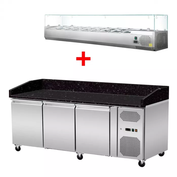 Skyrainbow Pizzakühltisch 203×80 – 3 Türen, Star Galaxy