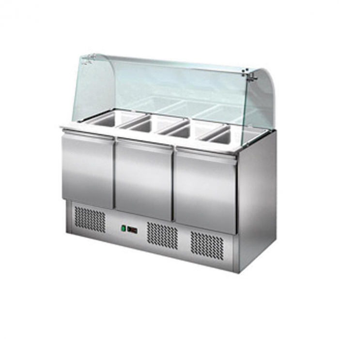 Saladette 3 Tür - gebogenes Glas, 137 x 70