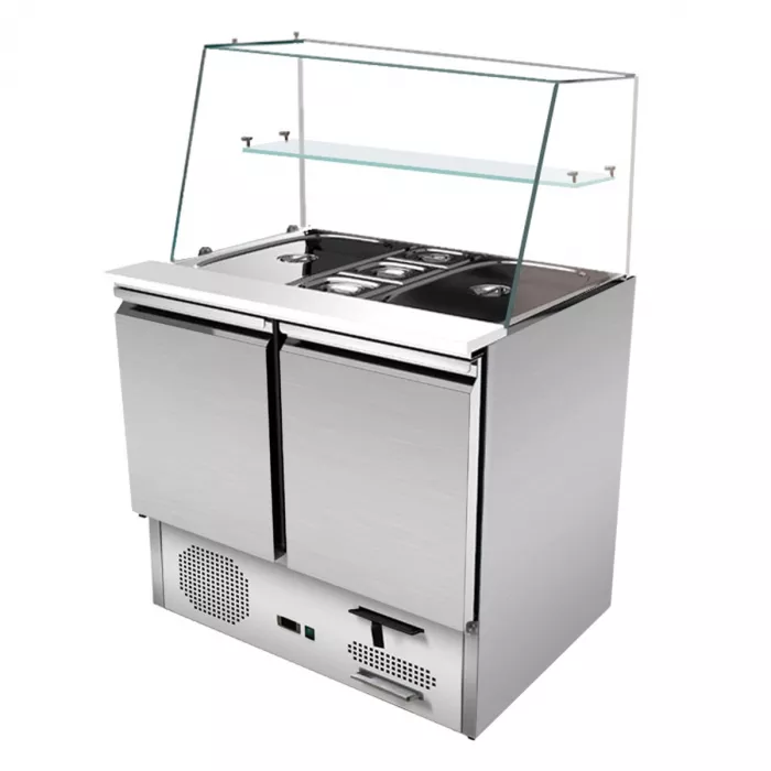 Skyrainbow Saladette 90×70 – 2 Türen, Glas gerade