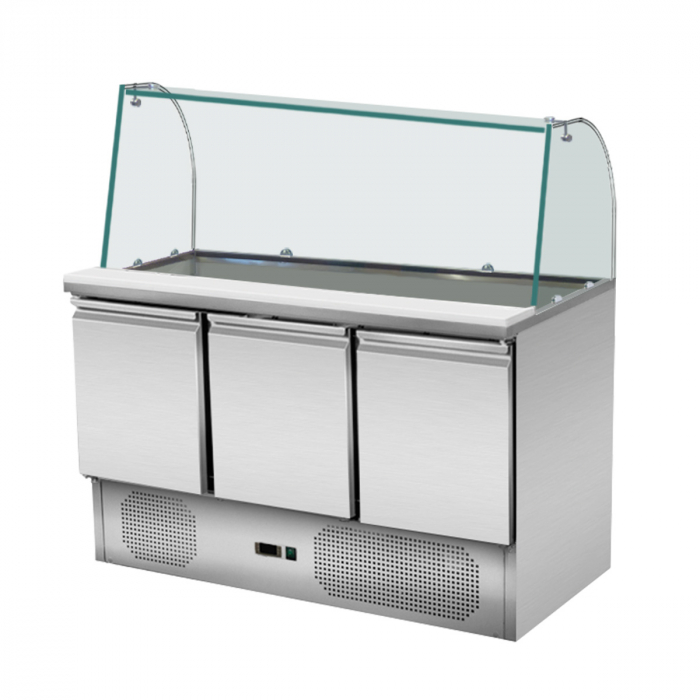 Skyrainbow Saladette 137×70 – 3 Türen, Glas gebogen
