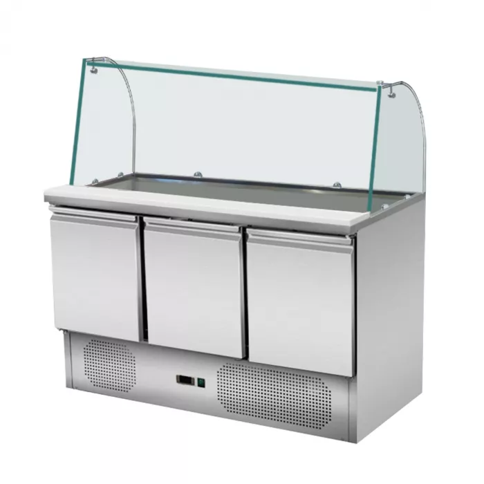 Skyrainbow Saladette 137×70 – 3 Türen, Glas gebogen