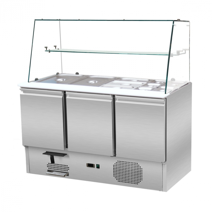 Skyrainbow Saladette 137×70 – 3 Türen, Glas gerade