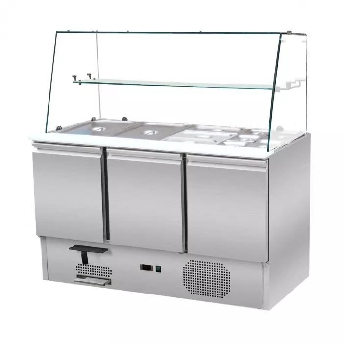 Skyrainbow Saladette 137×70 – 3 Türen, Glas gerade