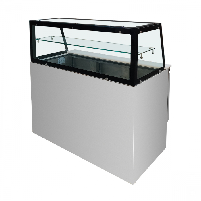 Skyrainbow Saladette 137×70 – 3 Türen, Glas gerade (schwarz)