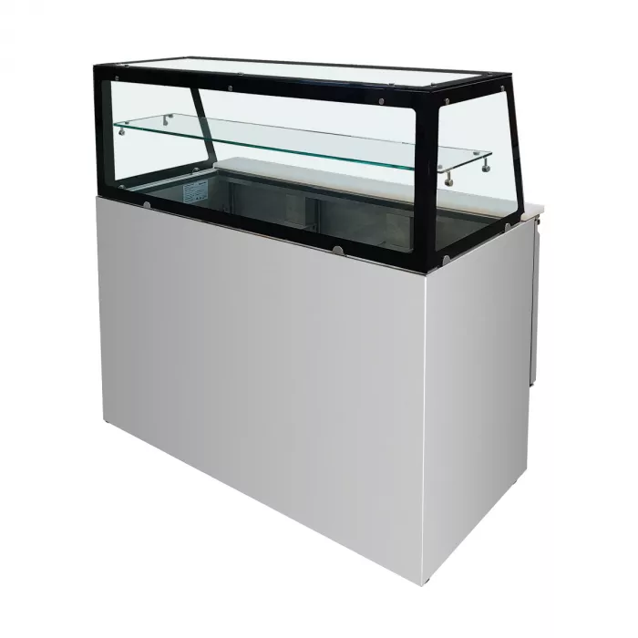 Skyrainbow Saladette 137×70 – 3 Türen, Glas gerade (schwarz)