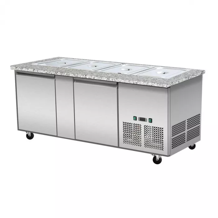 Kühlvitrine 4x GN1/1 Granit rosa grau ohne Glas - 153x82x85,5 - Gastrohot