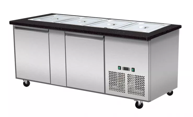 Kalte Theke, 4x GN1/1, Granit Star Galaxy schwarz, 153x82x85.5