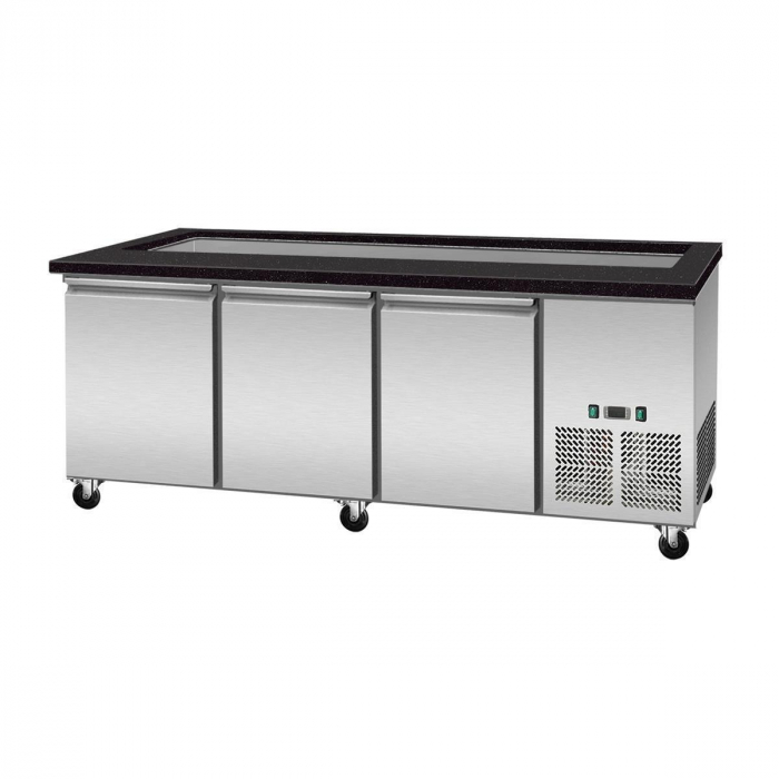 Kühlvitrine 5x GN1/1 Granit Star Galaxy Schwarz - ohne Glasaufbau - 188x82x85.5 - Gastrohot