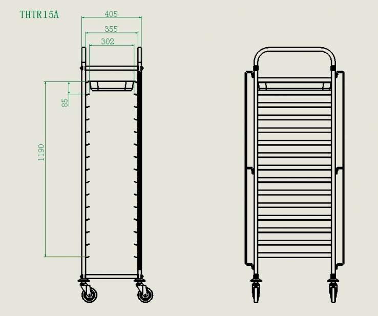 Tablettwagen, 15x GN1/1