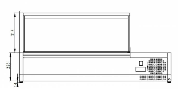 Kühlaufsatzvitrine GN 1/4, 120 x 34, Edelstahldeckel