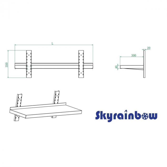 Wandbord aus Edelstahl – verstärkt, 1 Boden, 120×30 cm