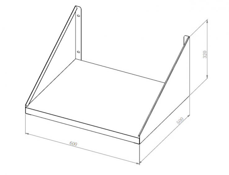 Gerätebord aus Edelstahl – extra stabil, 1 Boden, 60×50 cm