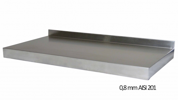 Wandbord aus Edelstahl – verstärkt, 2 Böden, 160×30 cm