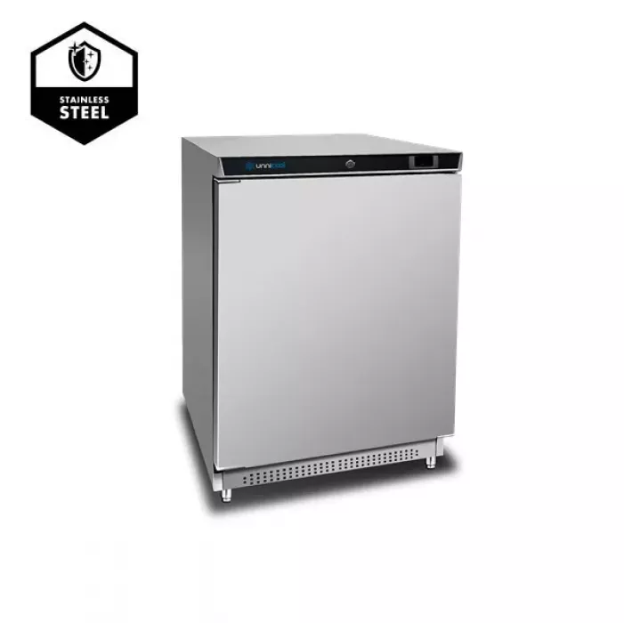 Kühlschrank 200L aus Edelstahl mit LED und Schloss