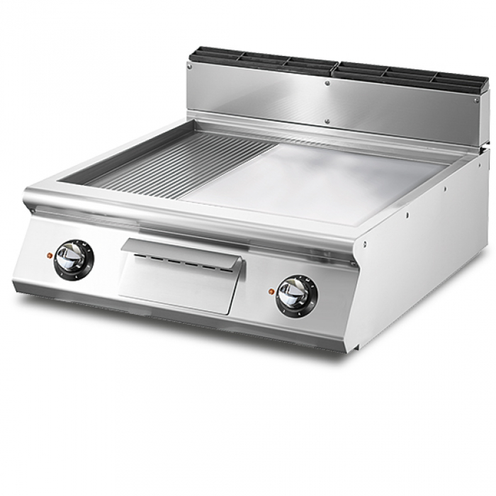 Elektro Grillplatte Tischmodell 1/3 gerillt und 2/3 glatt verchromte Platte - Gastrohot