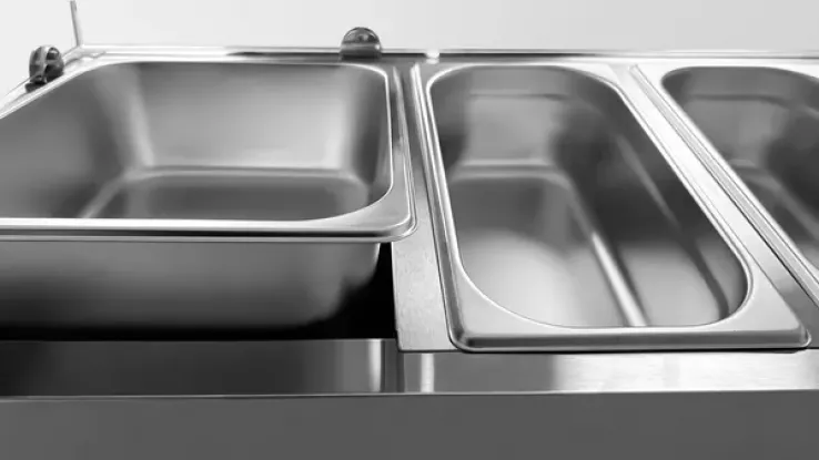 Gekühlte Arbeitsplatte 1600 mm Edelstahl für 7x GN 1/3 Behälter
