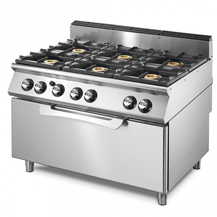 Gasherd mit statischem Maxi-Gasofen und 6 Brennern - Gastrohot 51014