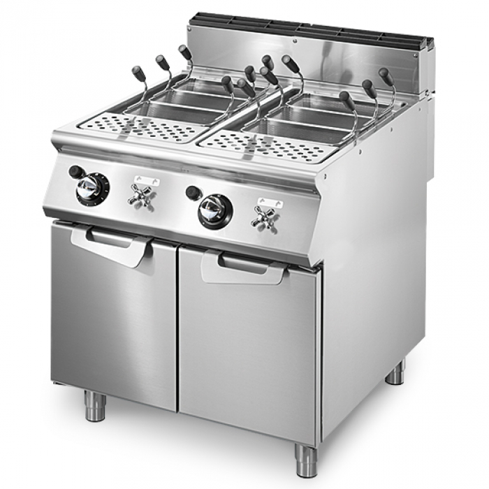 Gas Nudelkocher 2 Becken GN 1/1 Kapazität 2x 40 Liter - Profi Nudelkocher für die Gastronomie