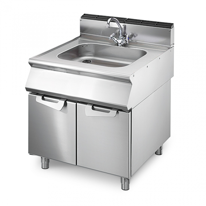 Spülbecken auf Unterbau mit Türen - Edelstahl Spülbecken für die Gastronomie