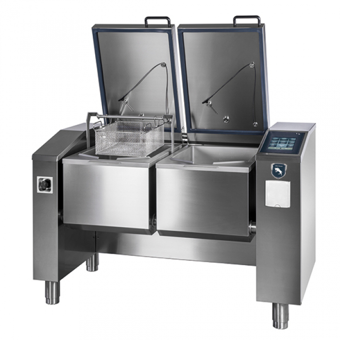 Elektro Multifunktionsgerät 2x 49 Liter 2x GN 1/1 mit automatischer Kippfunktion - Professionelles Küchengerät für effizientes Arbeiten