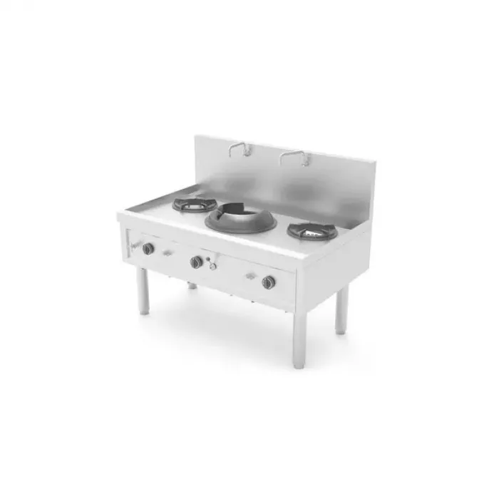 Wok-Herd Gas 1 Wokbrenner 2 Suppenbrenner 45,9 kW Edelstahl