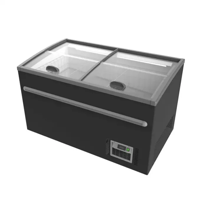 Gefrierschrank 530L Schwarz – Glasdeckel
